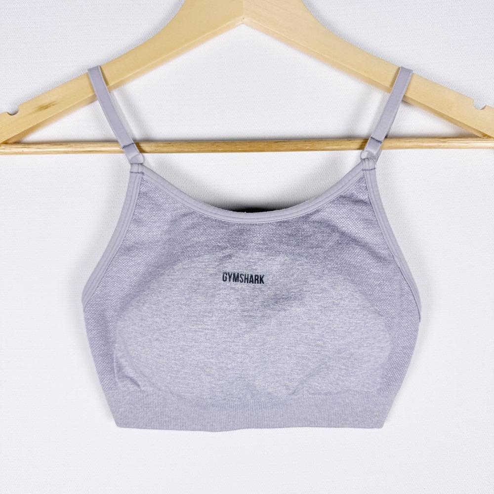 Gymshark Seamless Sports Bra Gray‎ Strappy Athletic Workout Athleisure XS Yoga